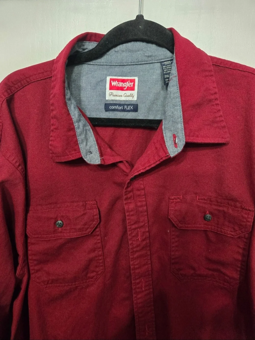 Wrangler Men's Burgundy Button-Up Shirt Jacket - Picture 2 of 5